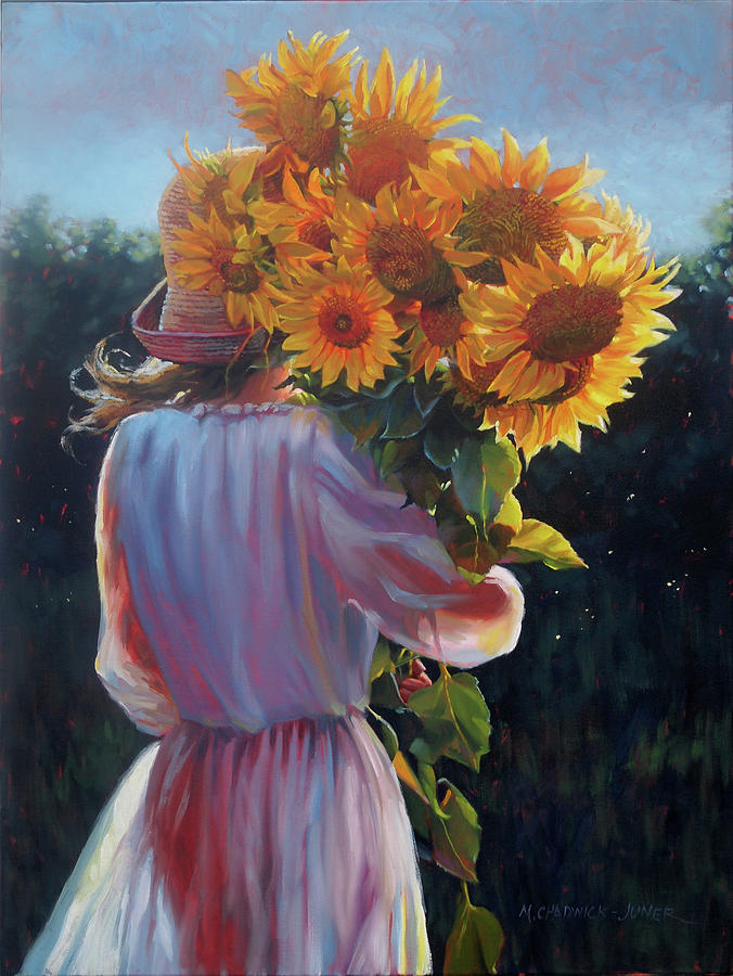 I Love the Flower Girl Painting by Marguerite Chadwick-Juner