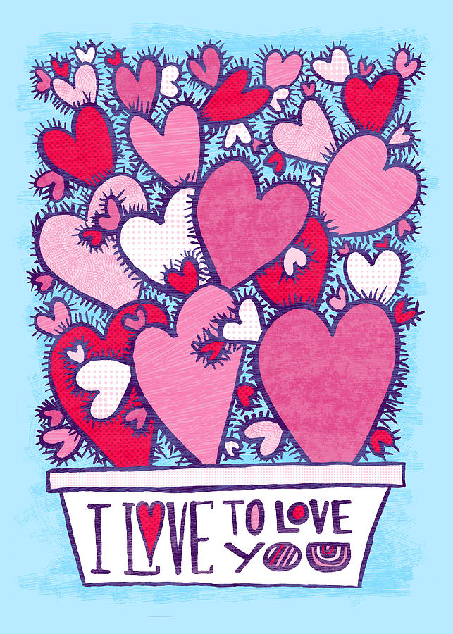 I love to Love You Valentines Day - Art by Jen Montgomery Greeting Card -  Painting by Jen Montgomery