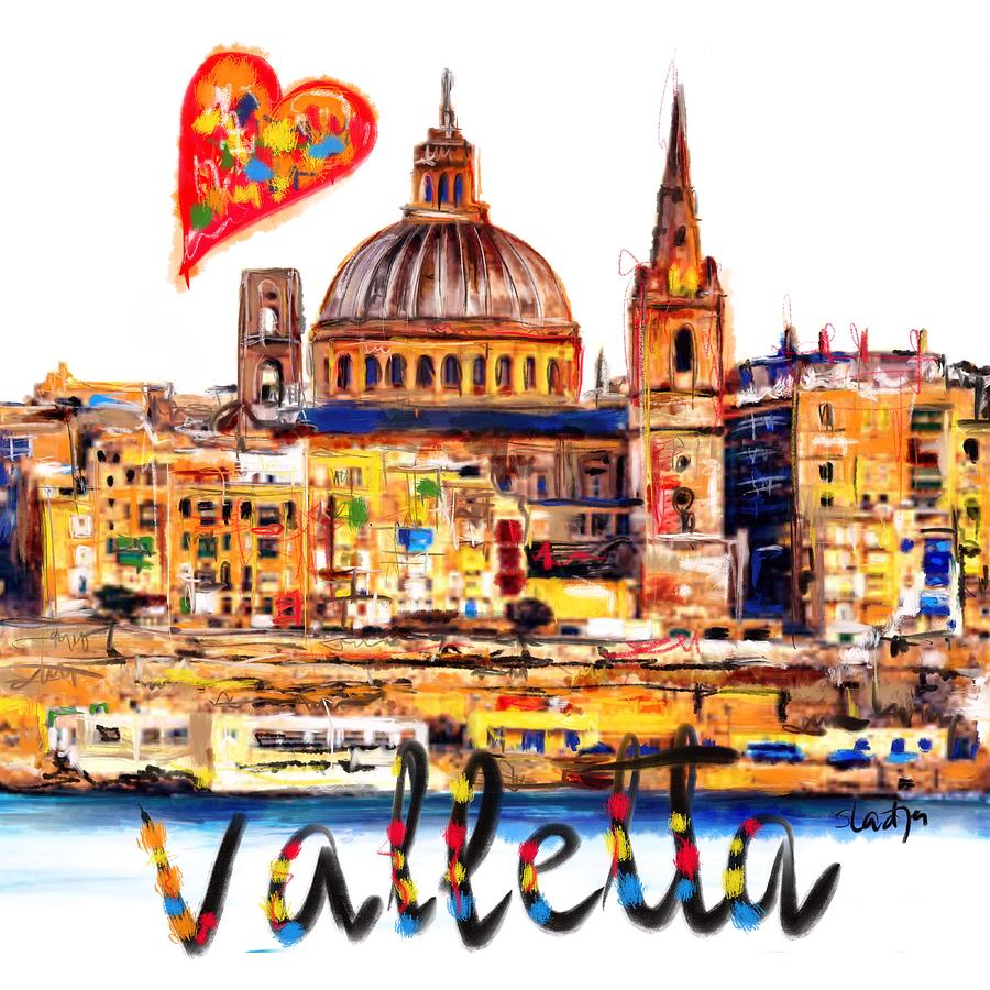 I love Valletta  Digital Art by Sladjana Lazarevic