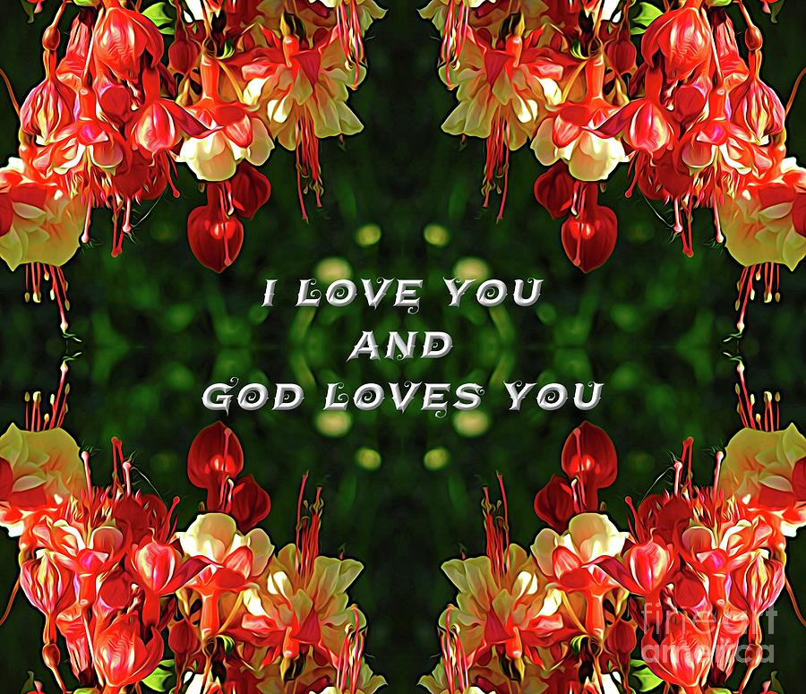 I love you and God loves you Abstract Fuchsia Flowers Frame Photograph by Rose Santuci-Sofranko