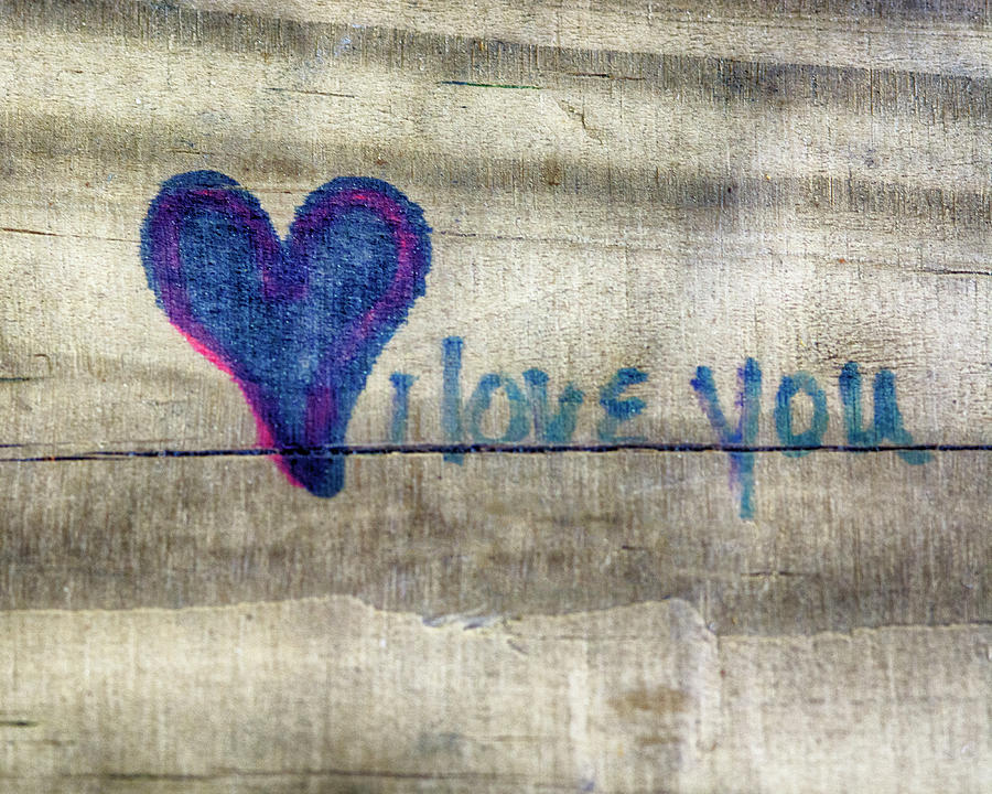 I Love You - Drawing on Wood Photograph by Mitch Spence