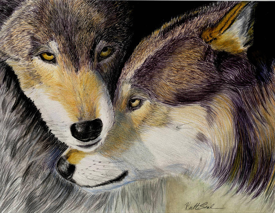 Wolves Painting - I Love You by Ruth Seal