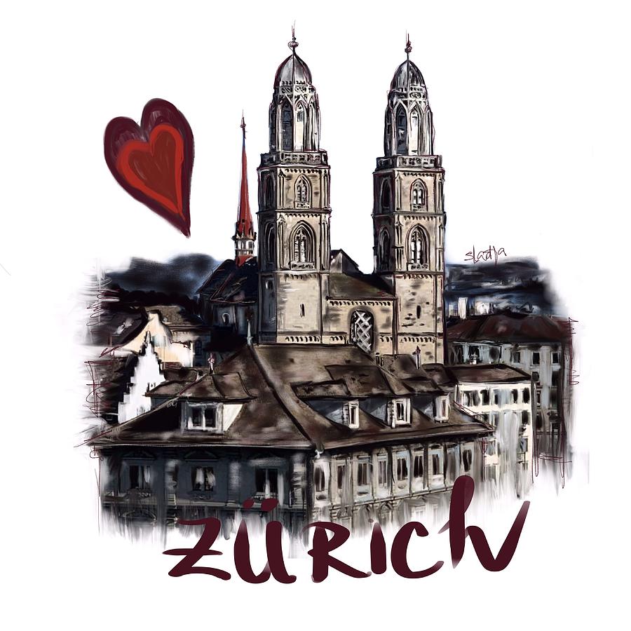 I love Zurich  Digital Art by Sladjana Lazarevic