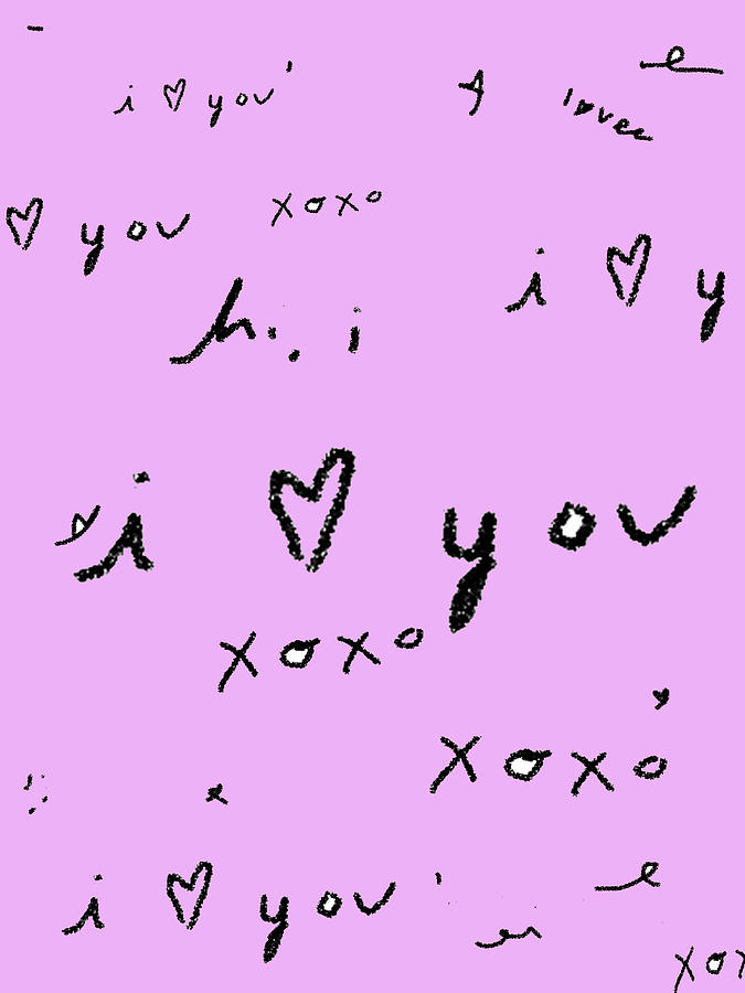 I Luv You Pink Pattern Drawing by Ashley Rice