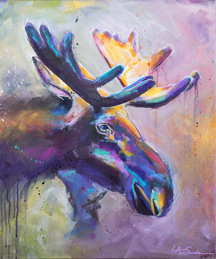 I Saw... a Moose Painting by LA Smith