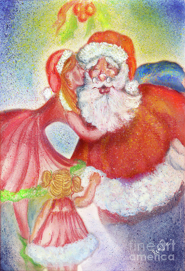 I saw Mama Kissing Santa Claus Painting by Remy Francis