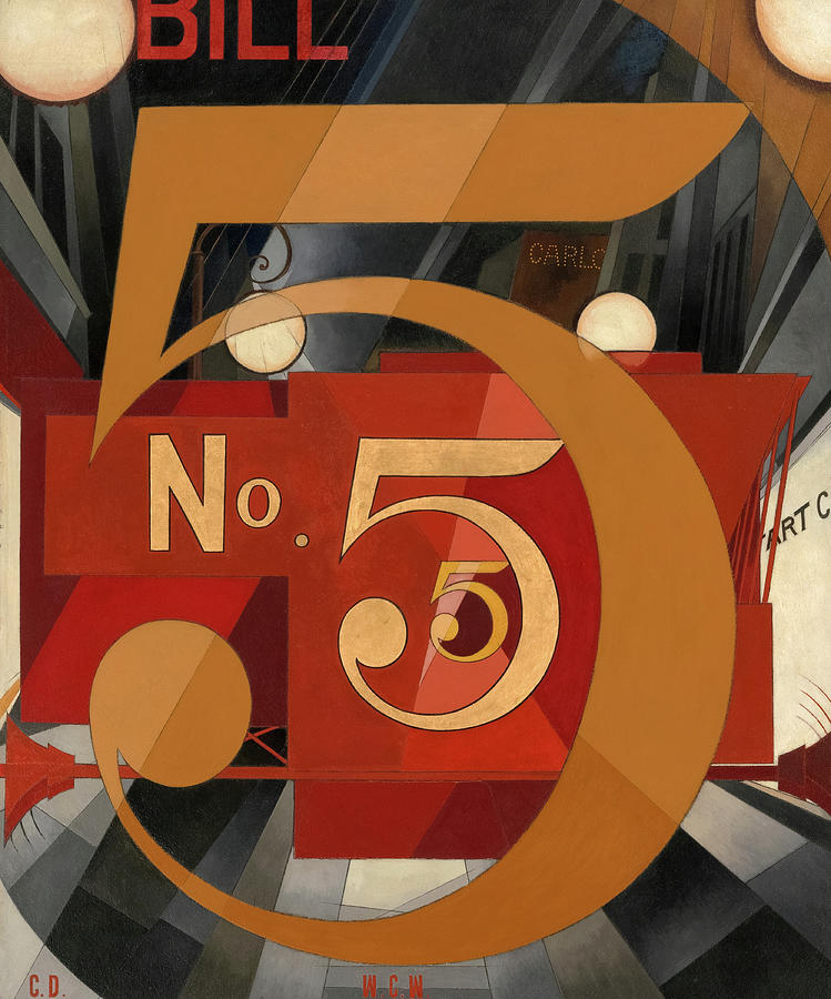 Charles Demuth Painting - I Saw the Figure 5 in Gold, 1928 by Charles Demuth