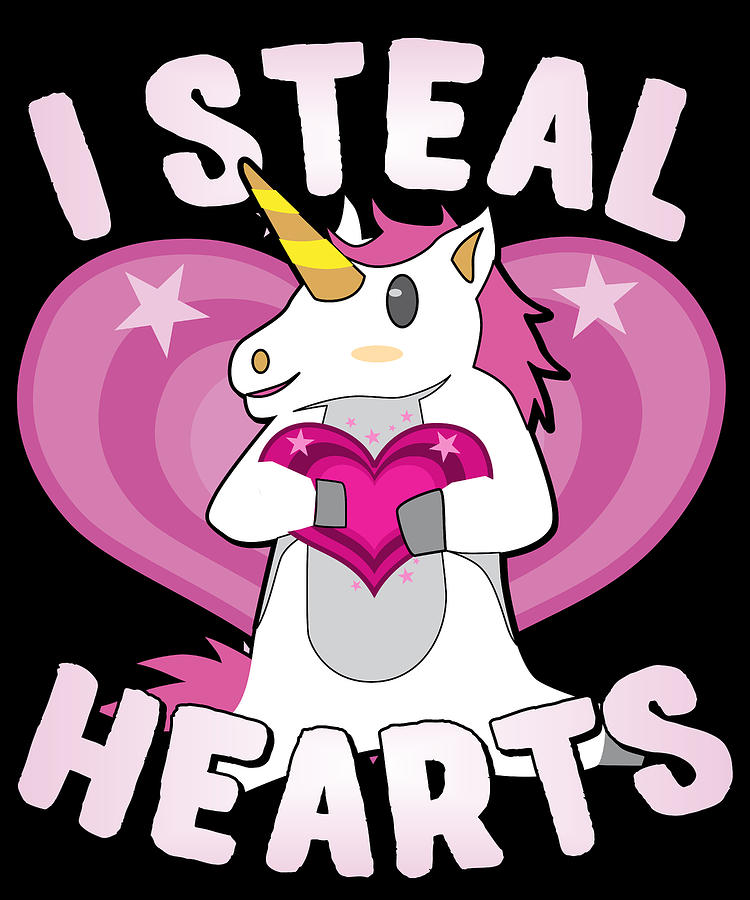 I Steal Hearts Unicorn Valentines Day Digital Art by Flippin Sweet Gear