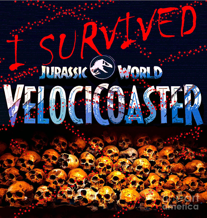 Jurassic Park Mixed Media - I survived the Velocicoaster  by David Lee Thompson