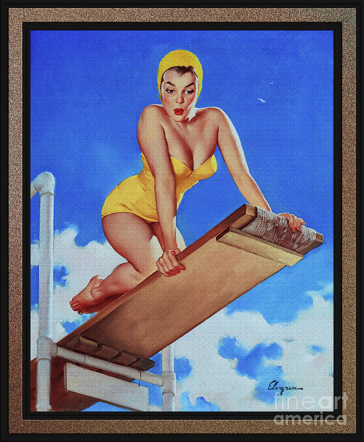I Think Not by Gil Elvgren Vintage Pin-Up Girl Art Painting by Rolando Burbon