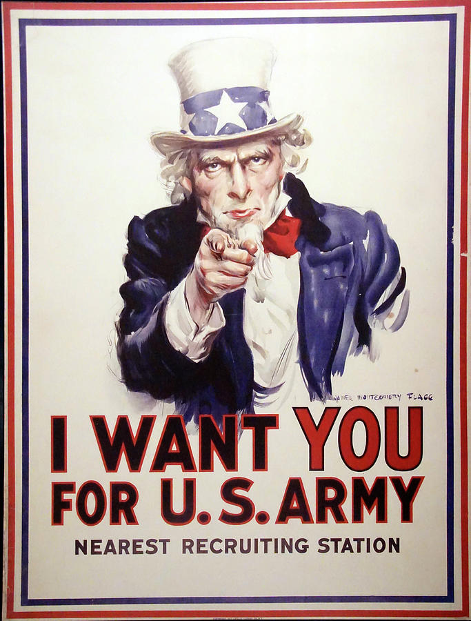  I Want You for the US Army  - World War I Recruiting poster Photograph by Steve Estvanik