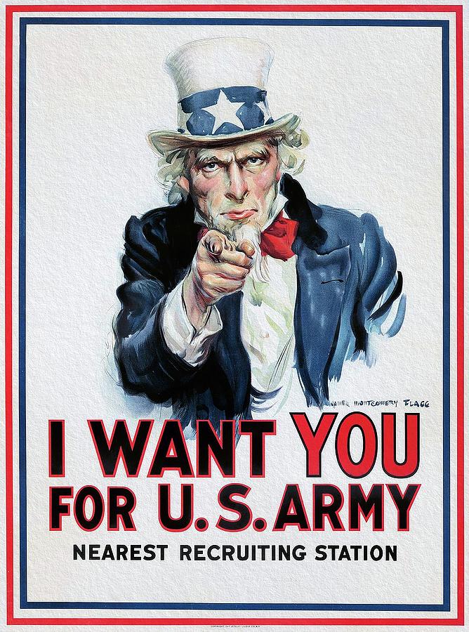 I Want You for U.S. Army. 1917 poster Painting by Vincent Monozlay