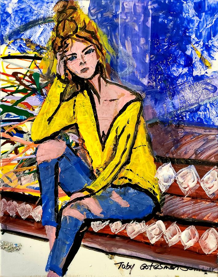 Woman Painting - I Was Cool Yesterday by Toby Gotesman Schneier