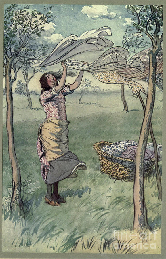 I wash, wring . . . and do all myself h4 Drawing by Historic Illustrations