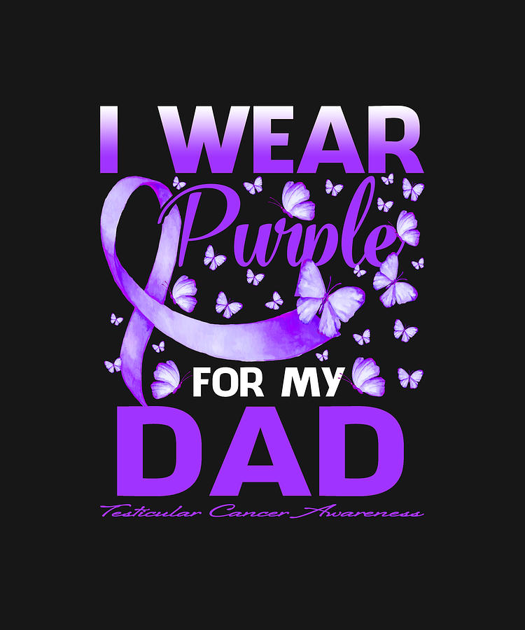Fathers Day Drawing - I Wear Purple For My DAD Testicular Cancer Awareness Butterfly by ThePassionShop