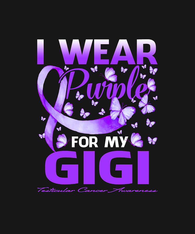 Fathers Day Drawing - I Wear Purple For My GIGI Testicular Cancer Awareness Butterfly by ThePassionShop