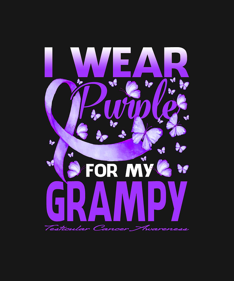Fathers Day Drawing - I Wear Purple For My GRAMPY Testicular Cancer Awareness Butterfly by ThePassionShop