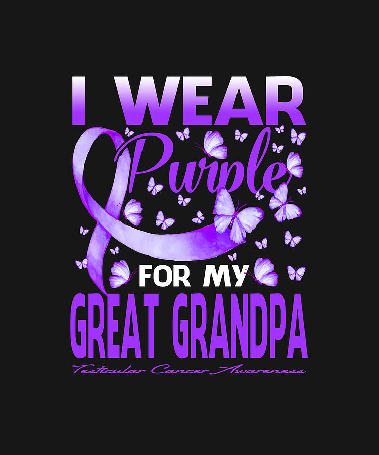 Fathers Day Drawing - I Wear Purple For My GREAT GRANDPA Testicular Cancer Awareness Butterfly by ThePassionShop