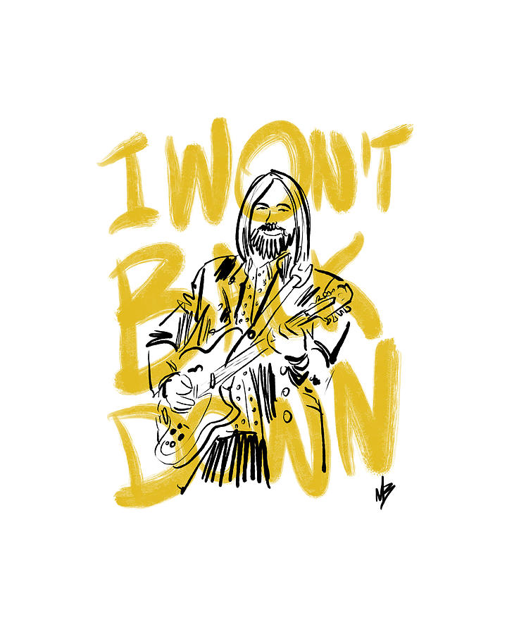Tom Petty Drawing - I Wont Back Down by Mike Brennan