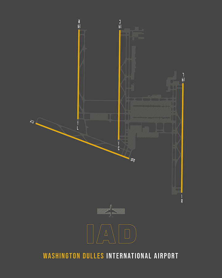 IAD - Washington Dulles International Airport Runway Diagram Art ...