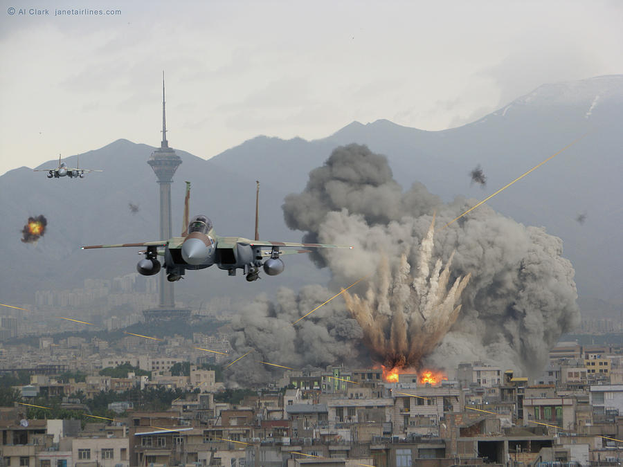 IAF F-15Is Retaliate over Tehran Digital Art by Custom Aviation Art