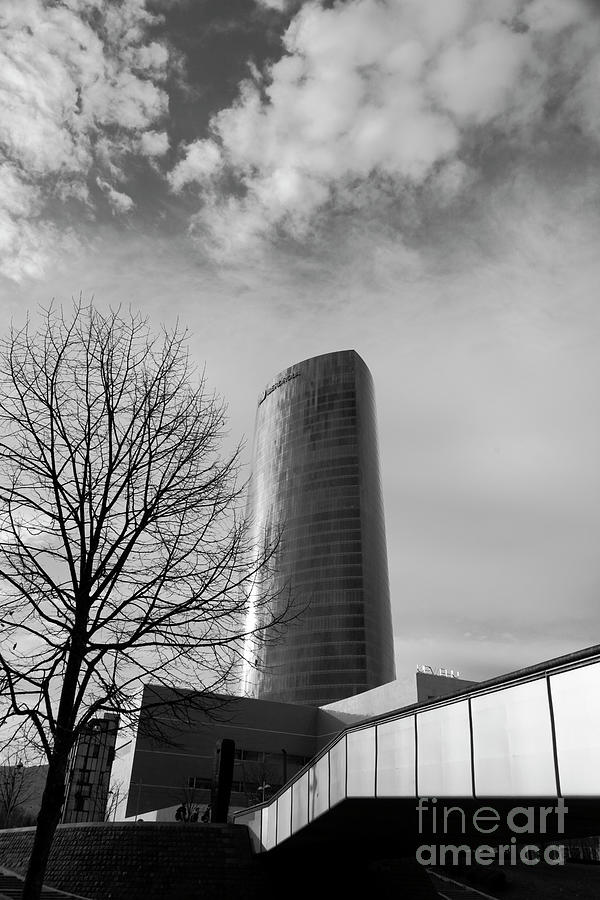 Iberdrola Tower Black and White Bilbao Spain Photograph by James Brunker