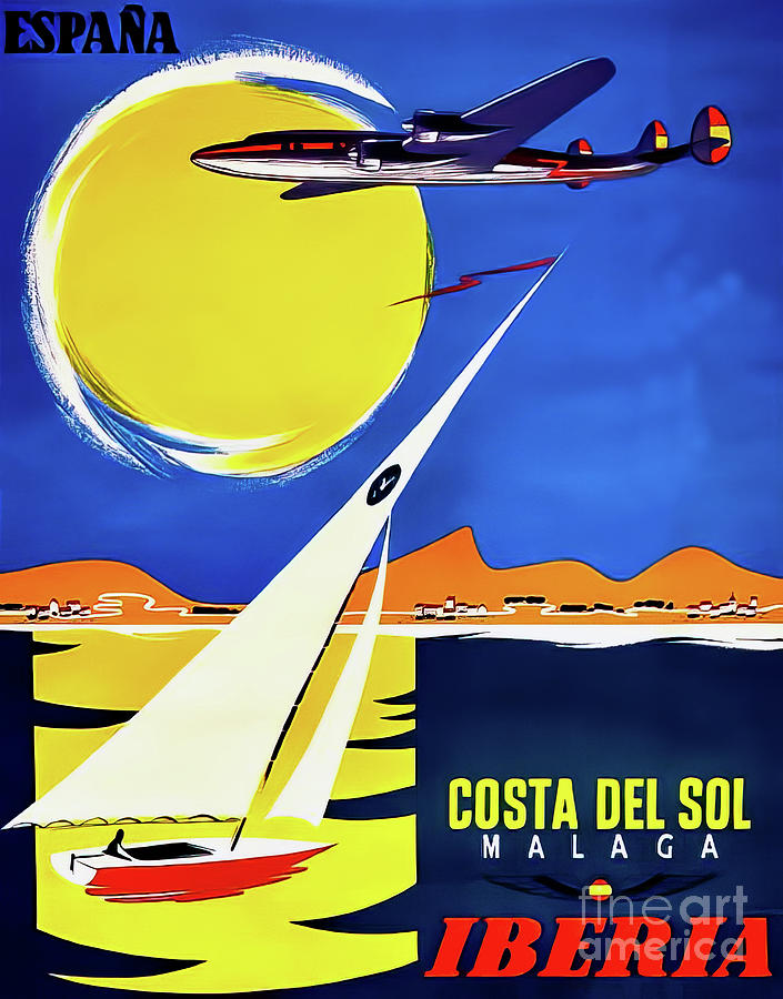Iberia Spain Travel Poster 1954 Drawing