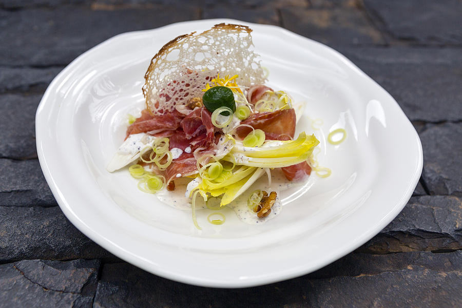 Iberian ham endive salad Photograph by Laughingmango