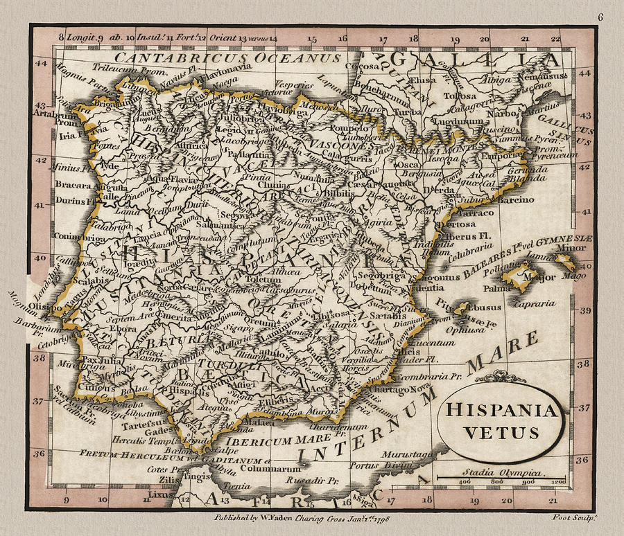 Iberian Peninsula Map 1798 Photograph by Phil Cardamone