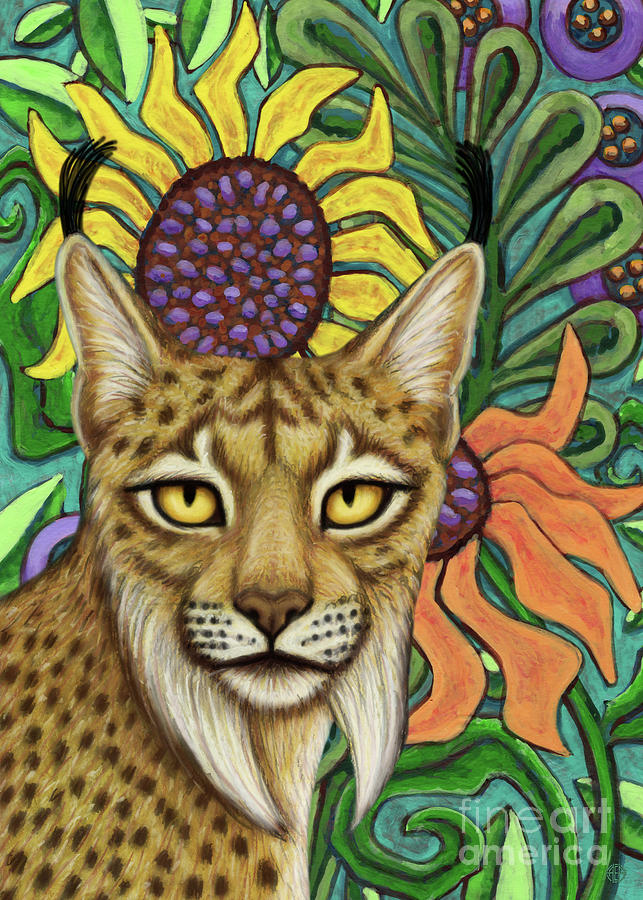 Iberian Sunflower Lynx Painting by Amy E Fraser