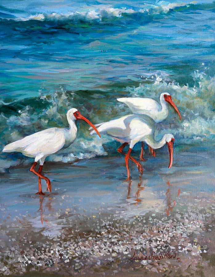 Ibis Painting - Ibis Trio by Laurie Snow Hein