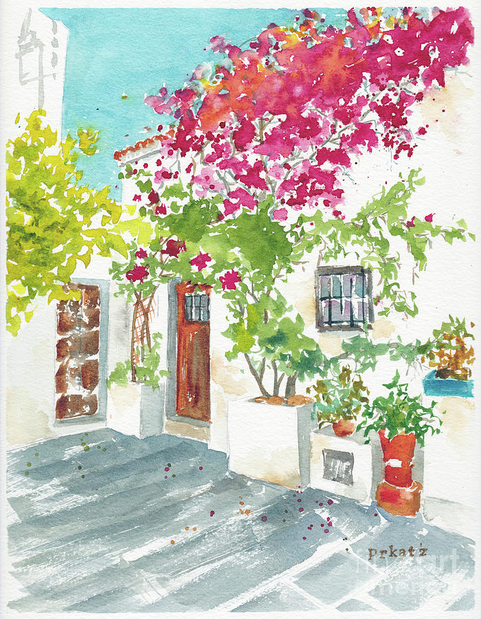 Ibiza Courtyard Painting by Pat Katz
