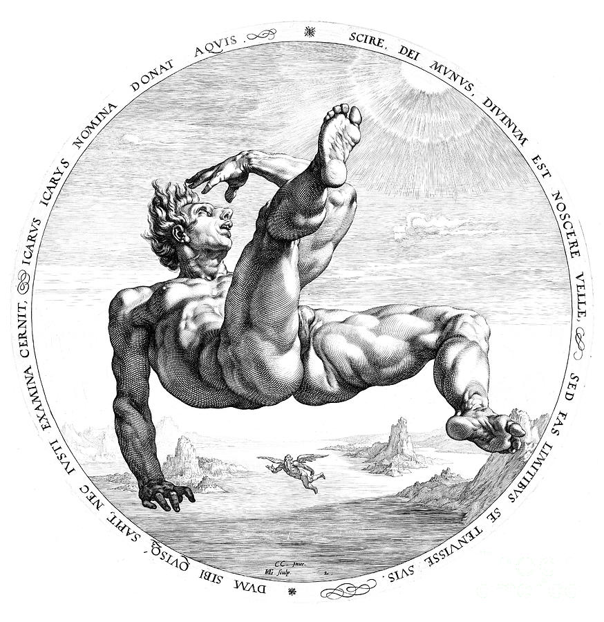 Icarus, 1588 Drawing by Hendrick Goltzius
