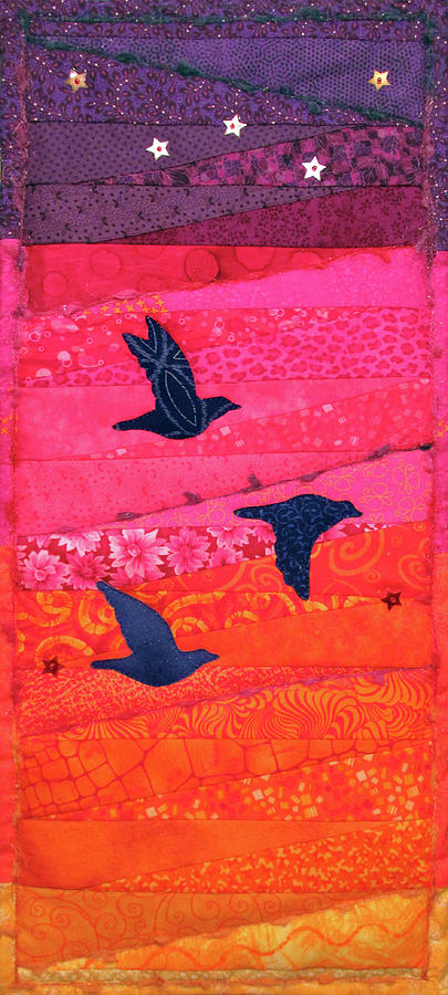 ICDbirDNDskI  I See the Birdy in the Sky Tapestry - Textile by Pam Geisel