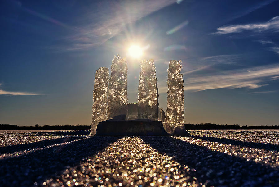 Ice Altar #2 of 2  -  frozen ice pillars from IceHenge on surface of Lake Mills WI Photograph by Peter Herman
