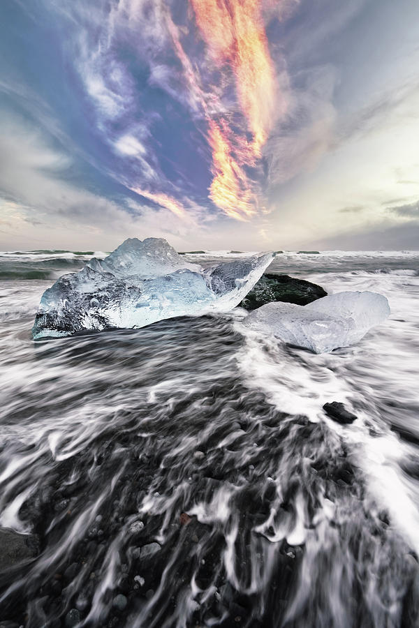 Ice Photograph - Ice block and waves by Ralf Lehmann Ice Photograph - Ice block and waves by Ralf Lehmann
