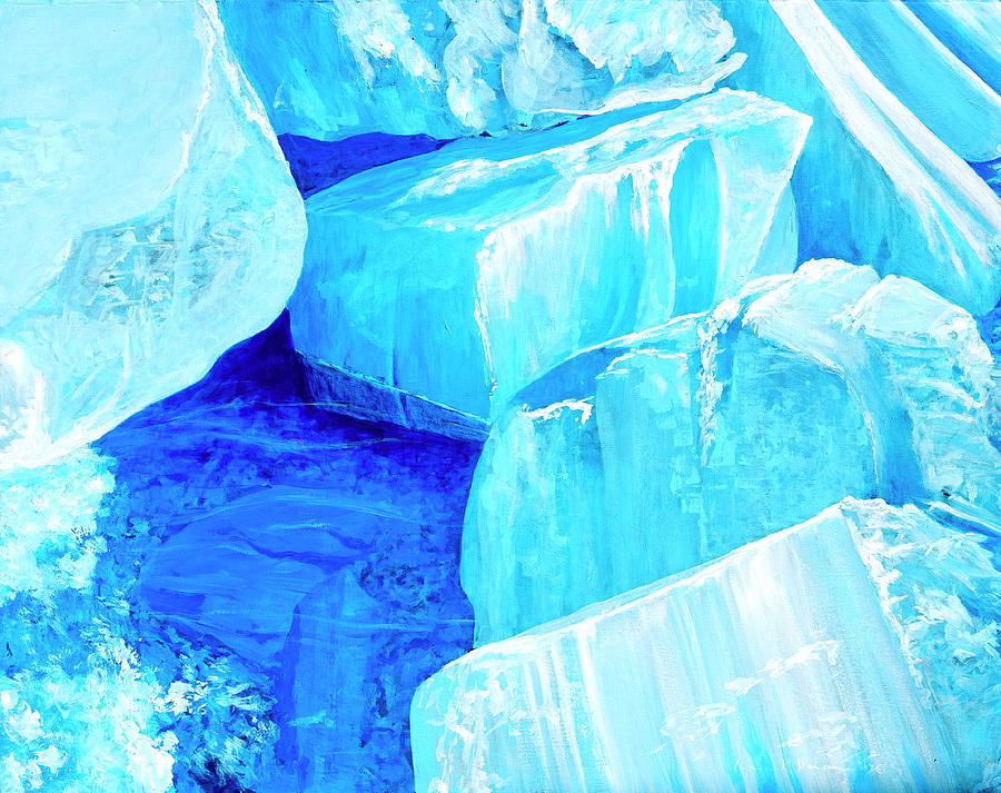 Ice Blocks on a Lakeshore Painting by Lynn Hansen