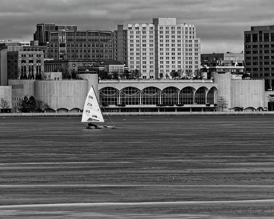 Ice boat and Monona Terrace - Madison - Wisconsin 2 Photograph by Steven Ralser