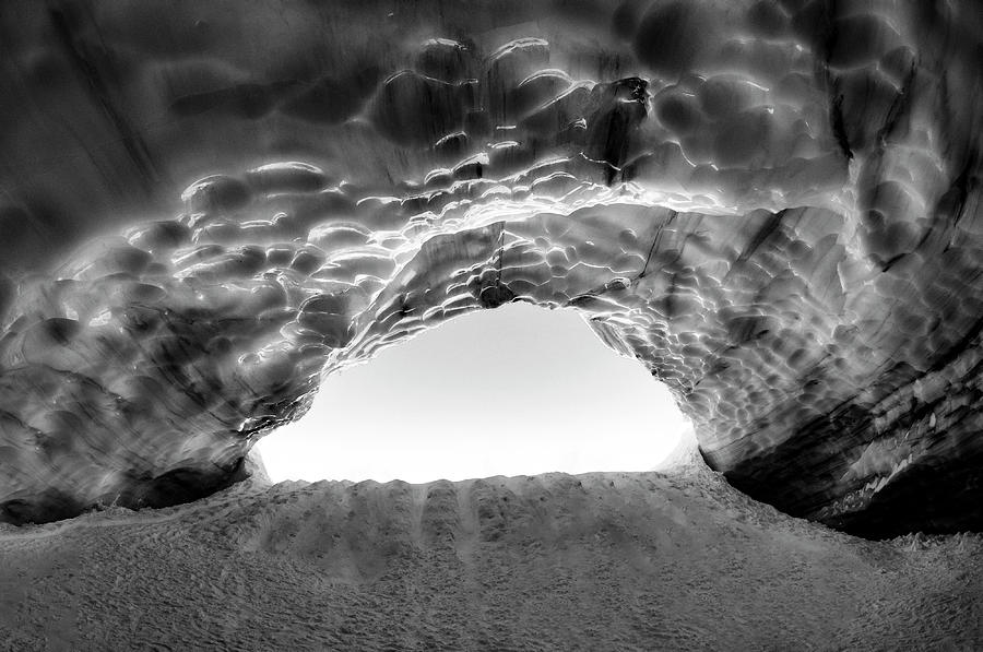 Ice Cave Black And White 2 Photograph