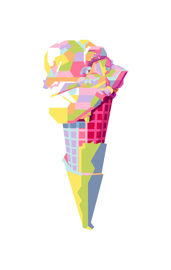 Ice Cream Cone Wpap Pop Art Transparant Background Digital Art