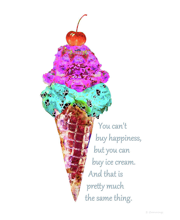 Ice Cream Painting - Ice Cream Equals Happy - Fun Food Art - Sharon Cummings by Sharon Cummings