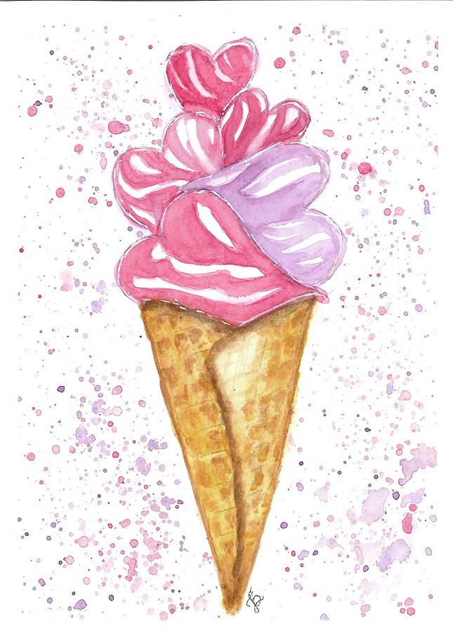 Ice Cream Filled With Love Painting by Jelena Sparica - Fine Art America