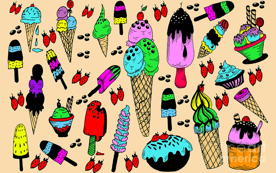 Ice cream illustration pattern Digital Art by Arkitekta Art - Fine Art ...