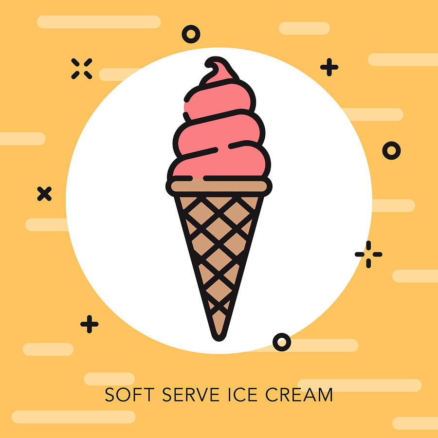 Ice Cream Open Outline Fast Food Icon Drawing by Bortonia