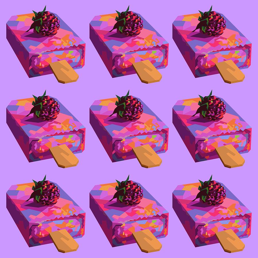 Ice Cream Stick Wpap Pop Art Pattern Purple Background Digital Art