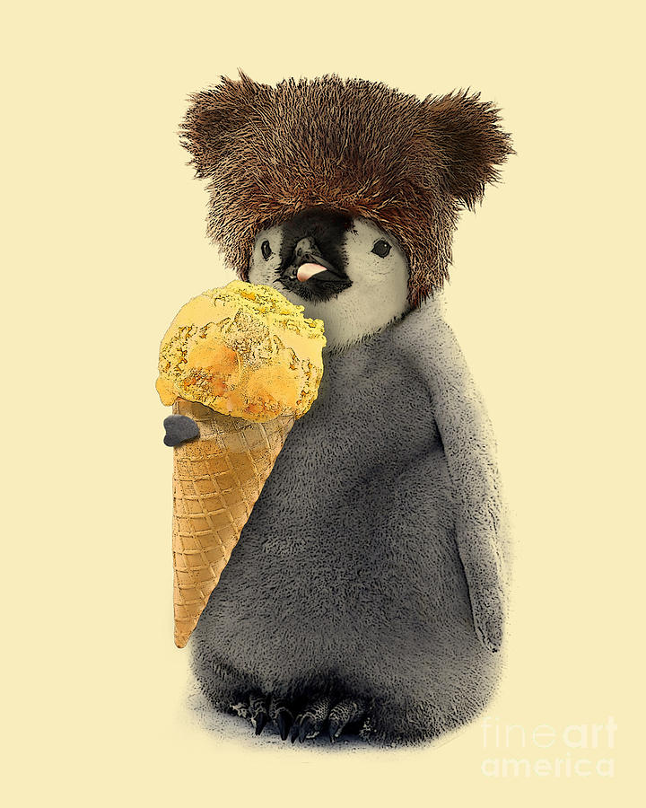 Penguin Digital Art - Ice Cream Weather by Madame Memento
