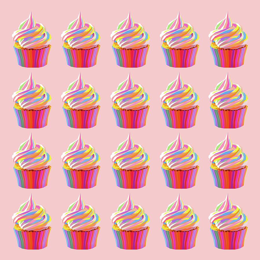 Ice Cream Wpap Pop Art Pattern Pink Background Digital Art