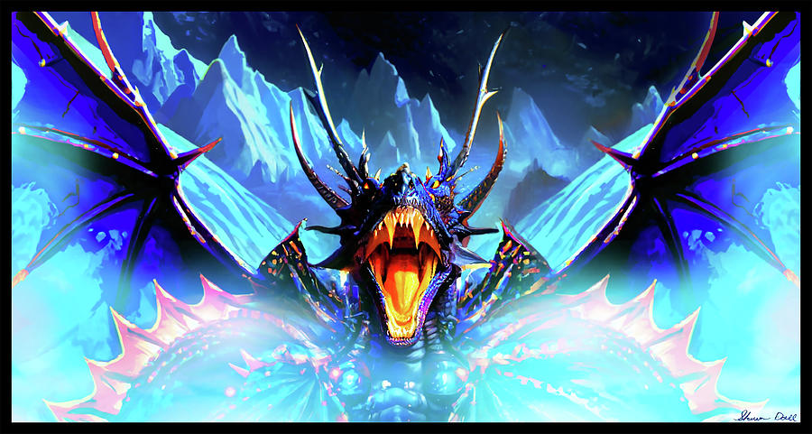 Ice dragon ROARS Mixed Media by Shawn Dall