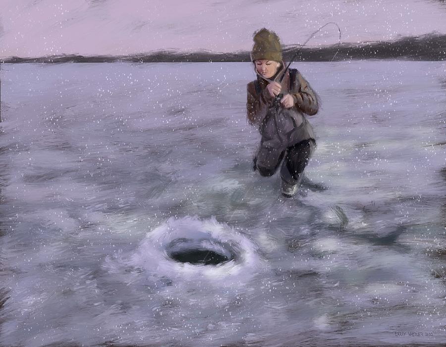 Ice Fishing Painting by Larry Whitler