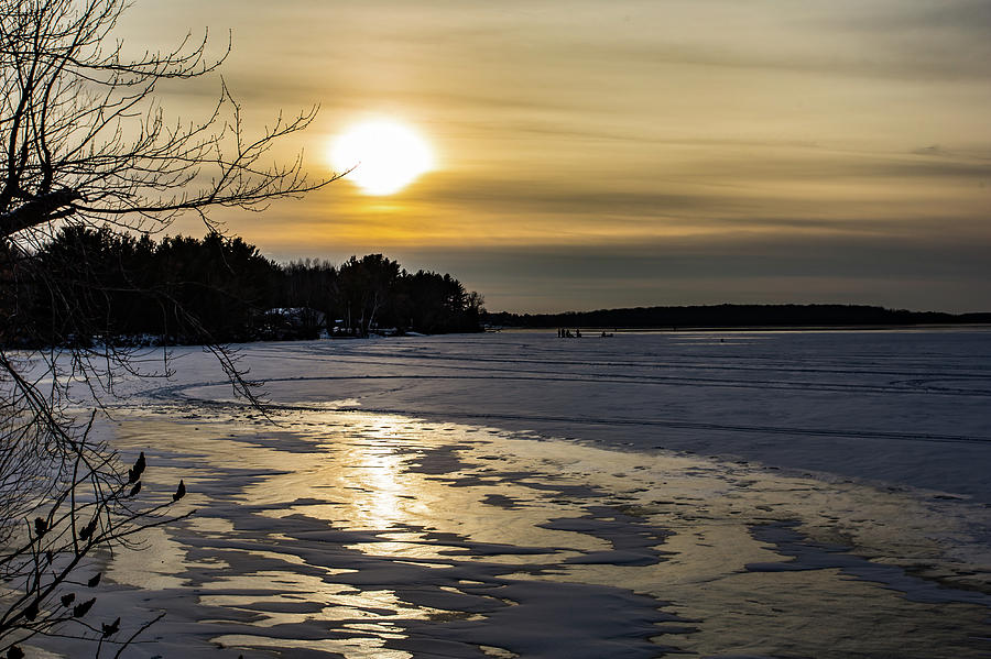 Sunset Photograph - Ice Fishing Sun by Neal Nealis